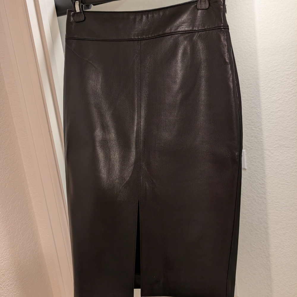 Elegant Black Faux Leather Skirt